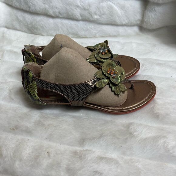 Poetic license Island surprise sandals bronze&green snake skin printSZ8.5 - Picture 2 of 8